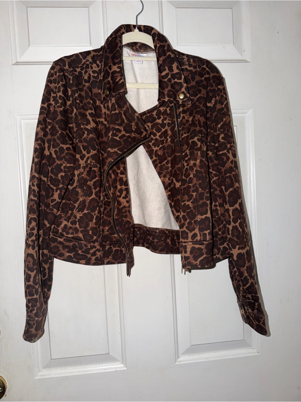 Y2K LulaRoe Leopard Print Moto Jacket - Brown